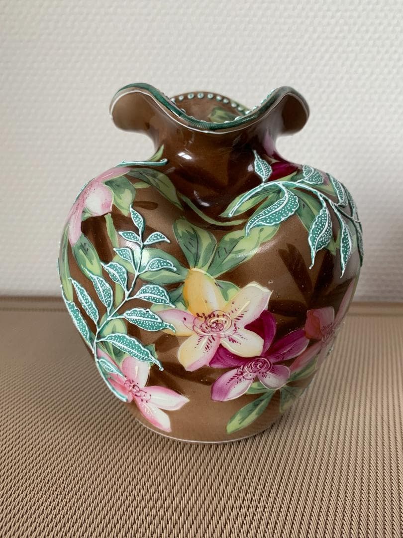 ✨特別価格✨オールドジャパン盛上げ花瓶躑躅文様　アンティークオールドノリタケ
