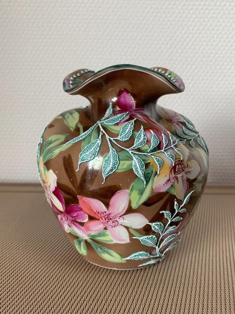 ✨特別価格✨オールドジャパン盛上げ花瓶躑躅文様　アンティークオールドノリタケ