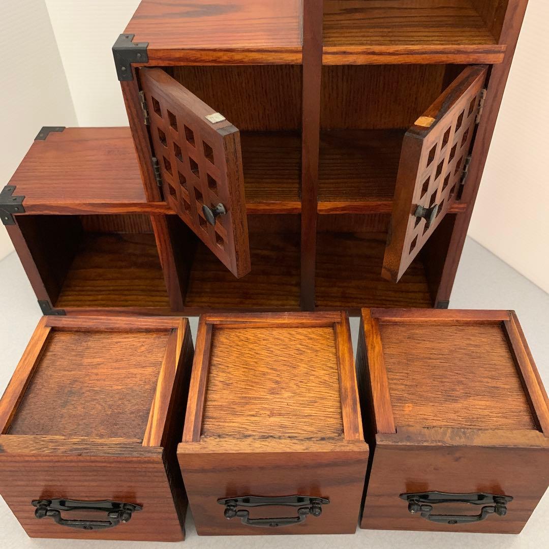 昭和レトロ　木製ミニ階段箪笥　引き出し付き収納ボックス