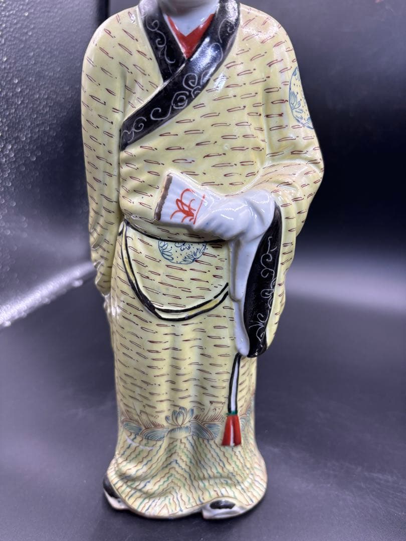 中国美術 古玩 色絵陶人形 陶器人形 高さ約31cm 置物 オブジェ 古董品