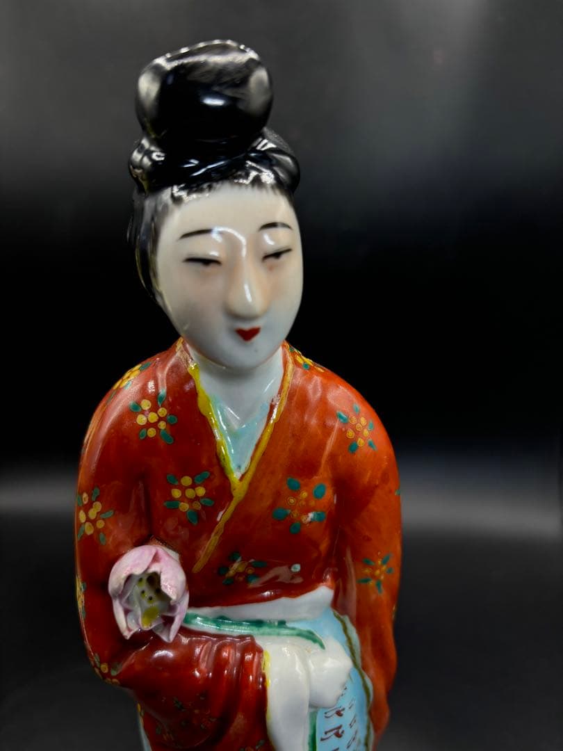 中国美術 古玩 色絵陶人形 陶器人形 高さ約31cm 置物 オブジェ 古董品