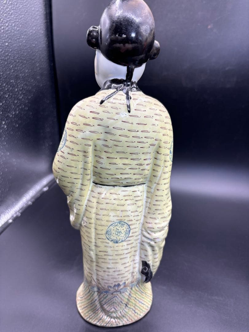 中国美術 古玩 色絵陶人形 陶器人形 高さ約31cm 置物 オブジェ 古董品