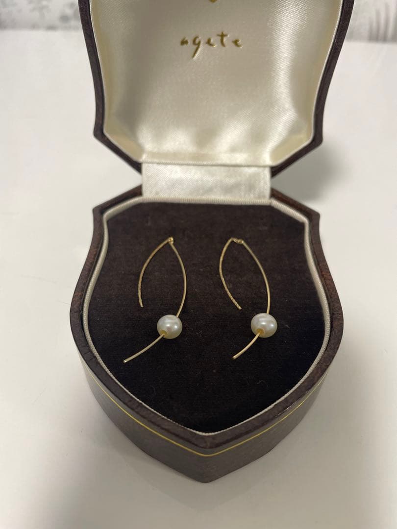 値下げ！【美品】agete アガット　パール付きフックピアス