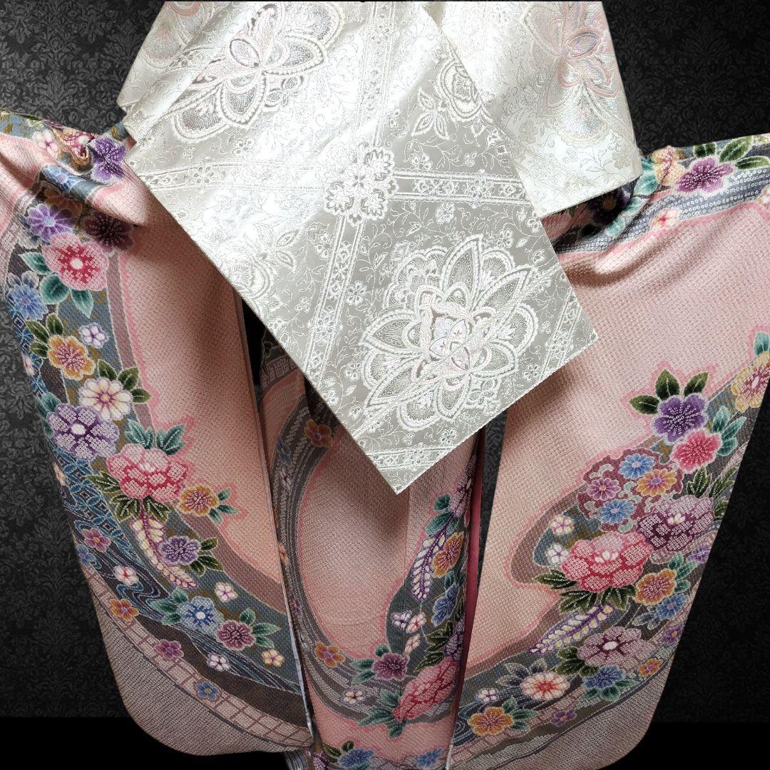 振袖フルセット(8点)・成人式・総絞り・エンボス加工・胴裏正絹・正絹・逸品