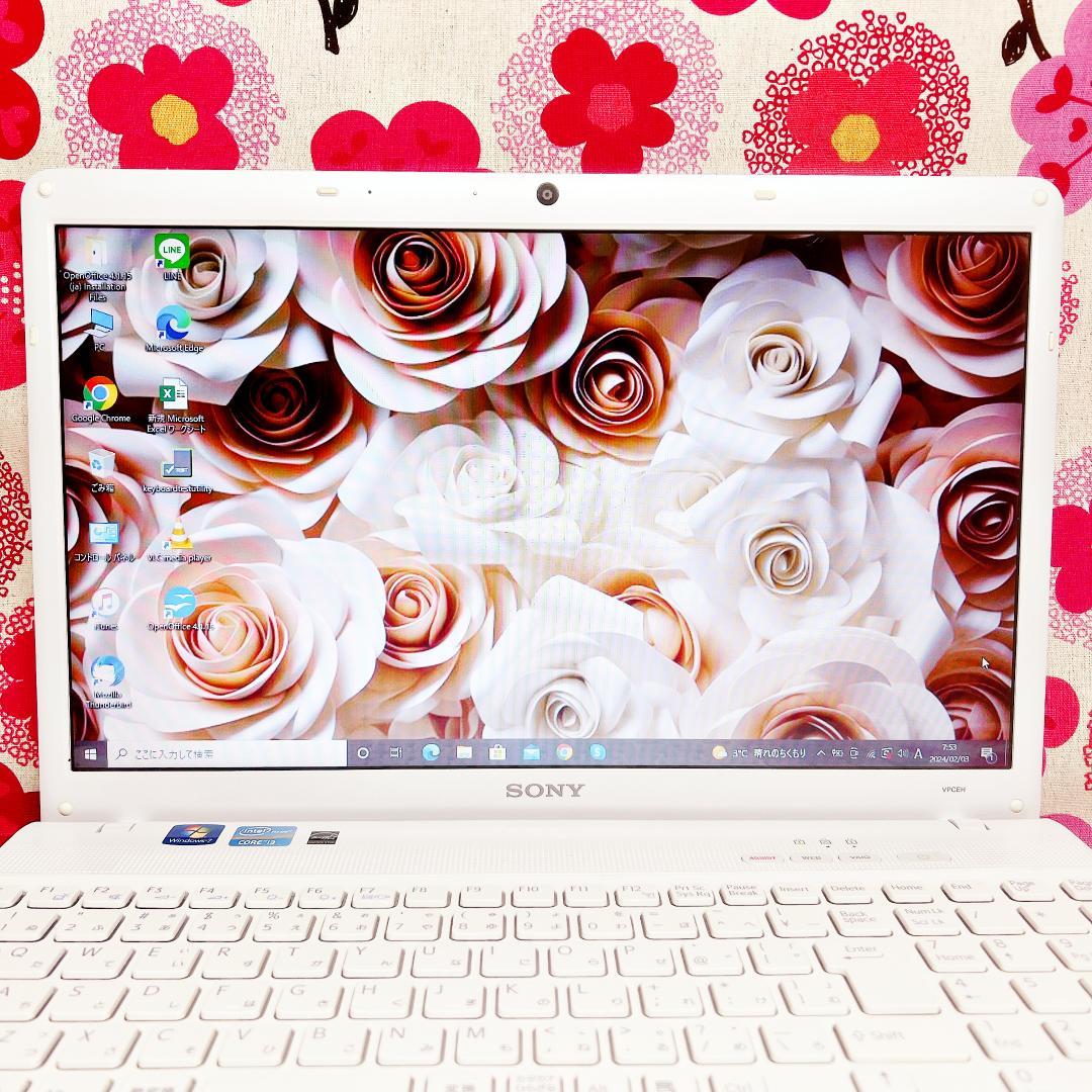 92【人気のキラキラVAIO❣️】新品メモリ8GB✨爆速SSD✨ノートパソコン✨白