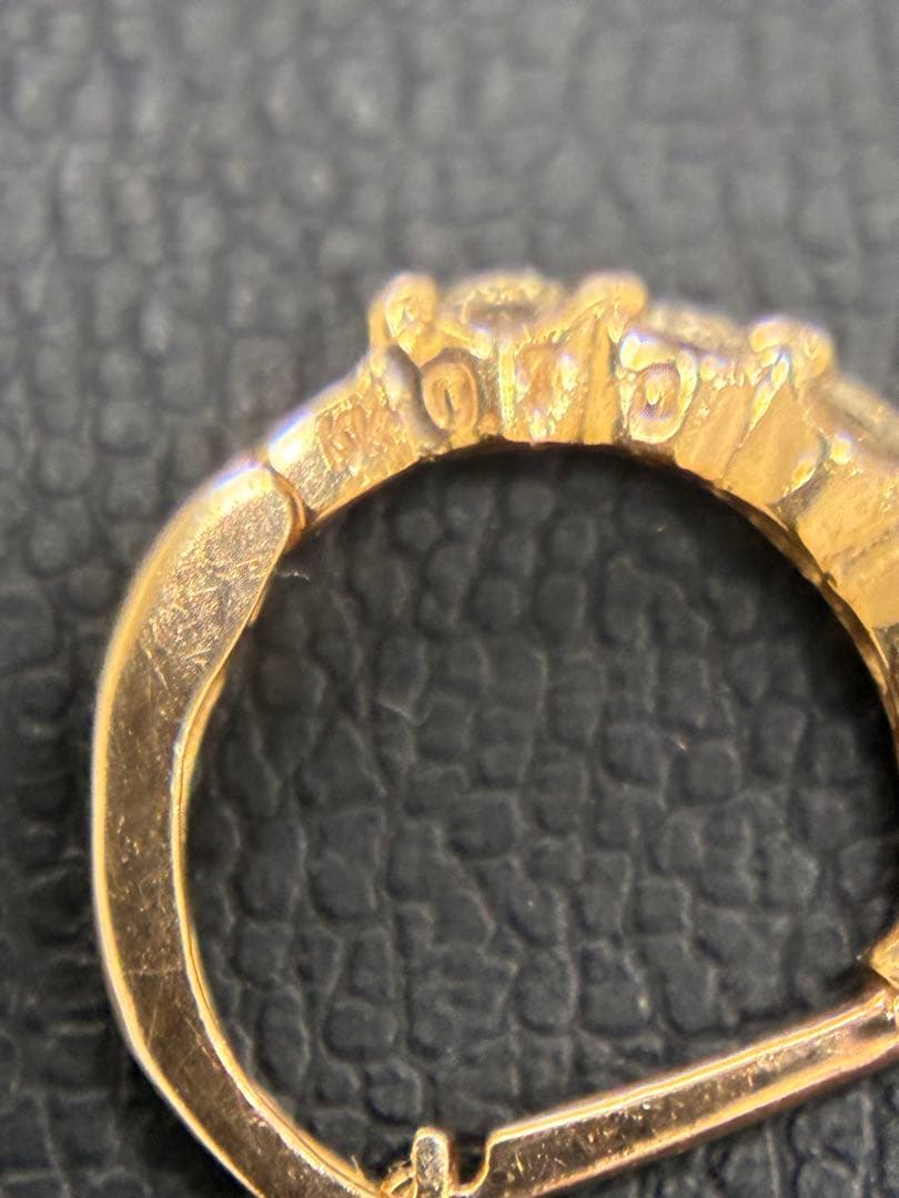 K14 フープピアス 14金 クリアストーン ゴールド 両耳