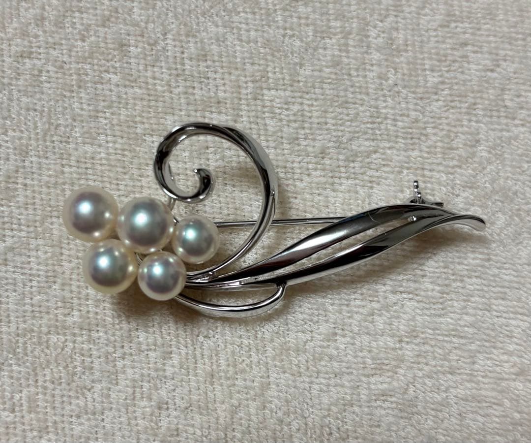 MIKIMOTO ミキモト アコヤ真珠 パール ブローチ　シルバー フラワー