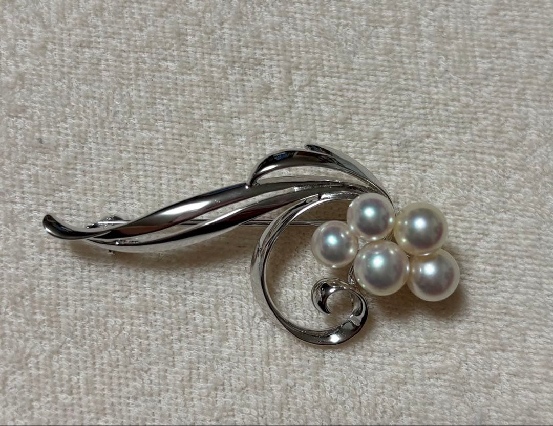 MIKIMOTO ミキモト アコヤ真珠 パール ブローチ　シルバー フラワー