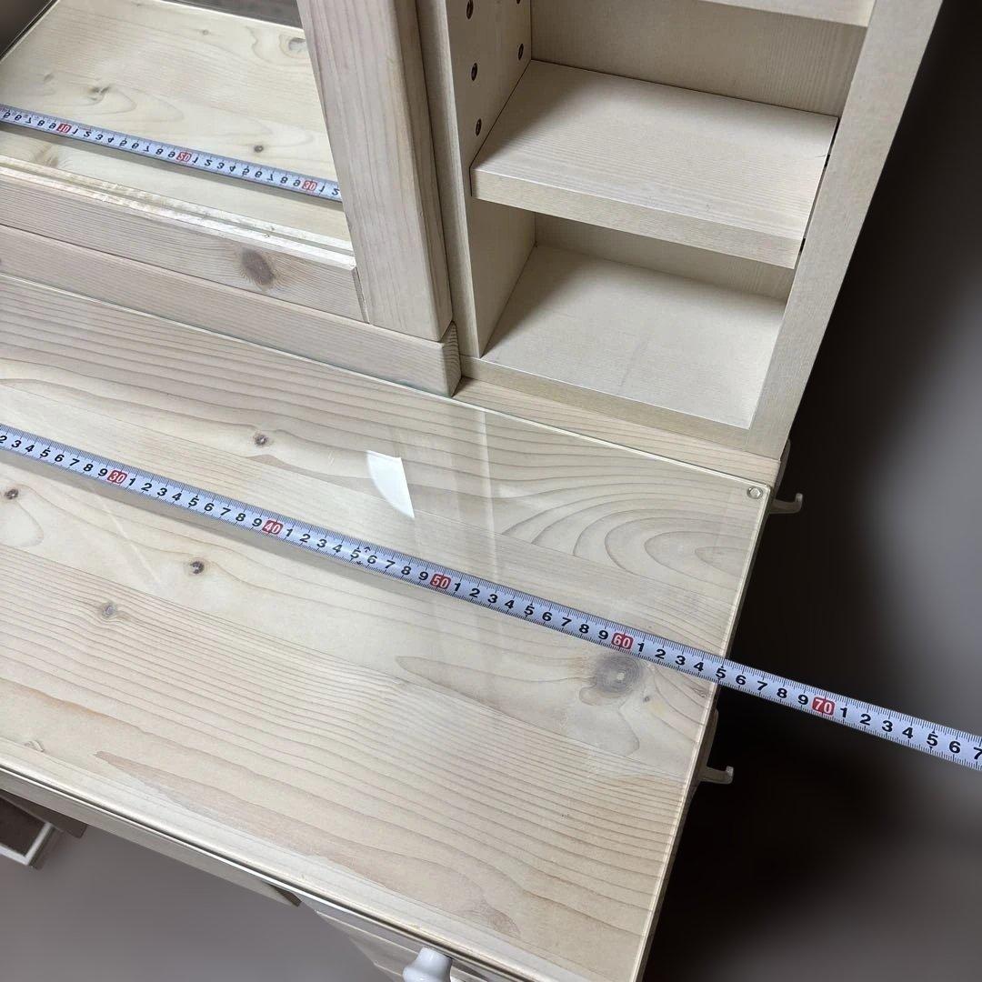 【美品】ドレッサー鏡台　白　木目調　大容量