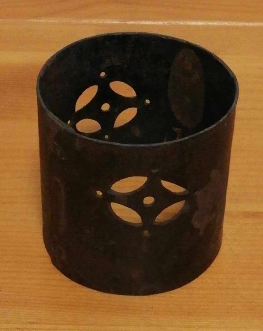 不染庵書付　高木治良兵衛作　七宝　鉄輪　蓋置　共箱　茶道具