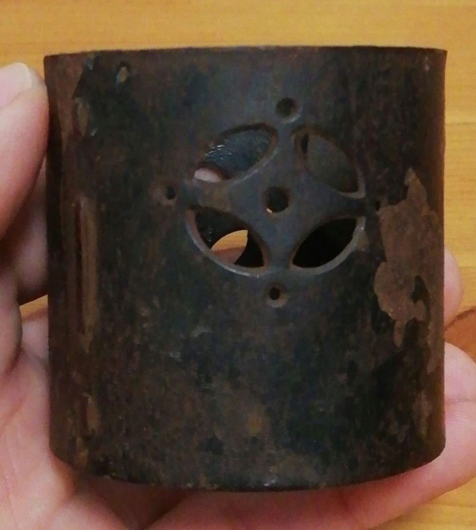 不染庵書付　高木治良兵衛作　七宝　鉄輪　蓋置　共箱　茶道具