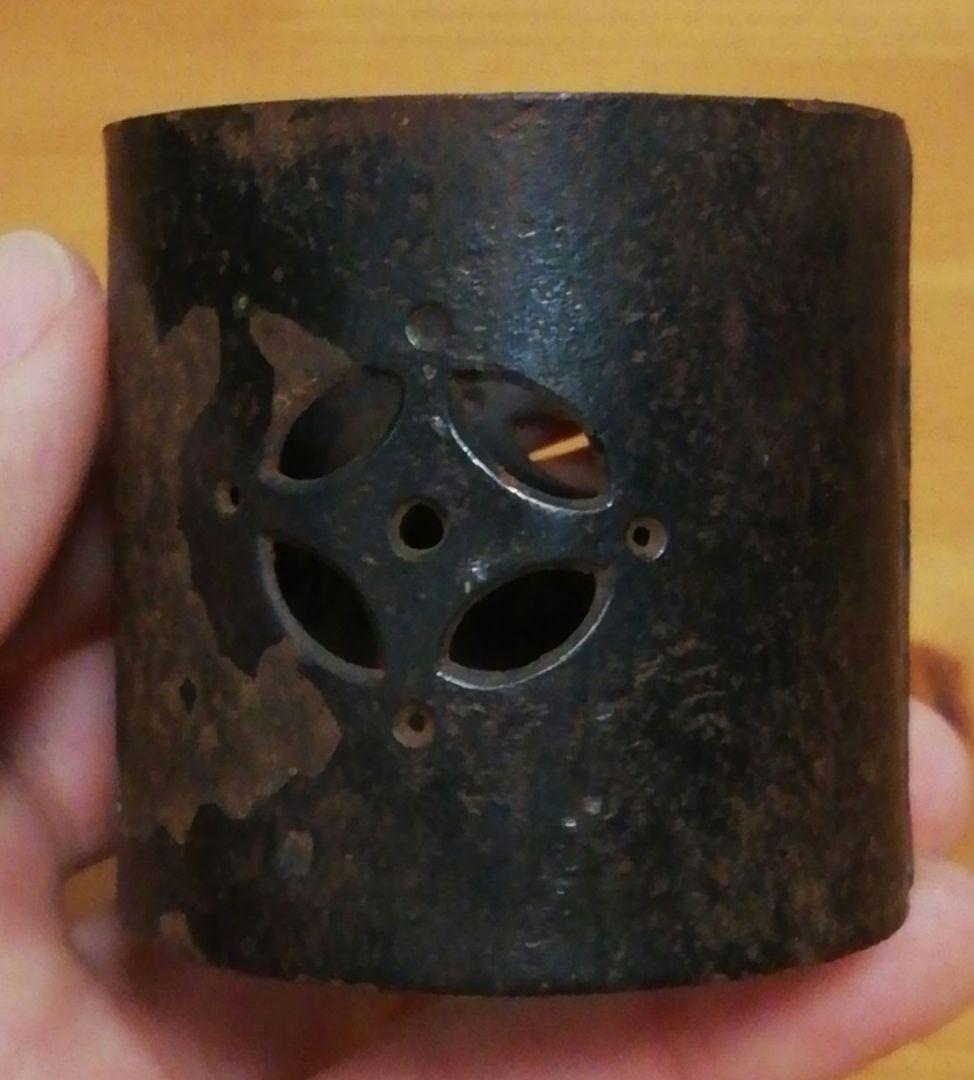 不染庵書付　高木治良兵衛作　七宝　鉄輪　蓋置　共箱　茶道具