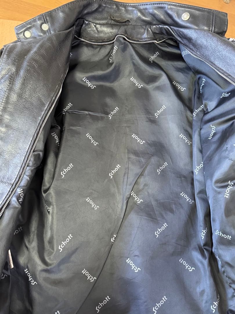 schott ショットブラック シングルライダースジャケット　36 M相当
