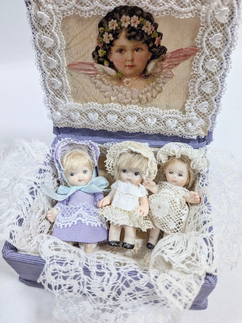 ちびくま工房　シンディちゃん5センチとパティちゃんのすみれ色のbox