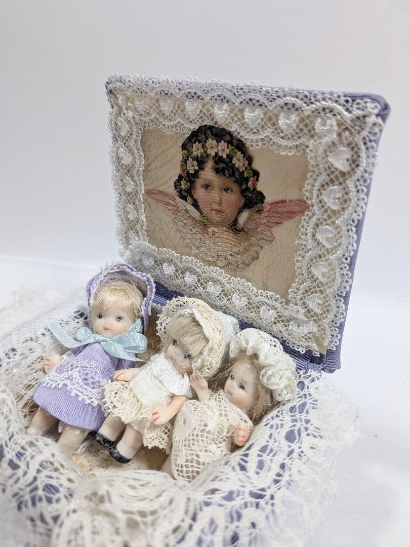 ちびくま工房　シンディちゃん5センチとパティちゃんのすみれ色のbox