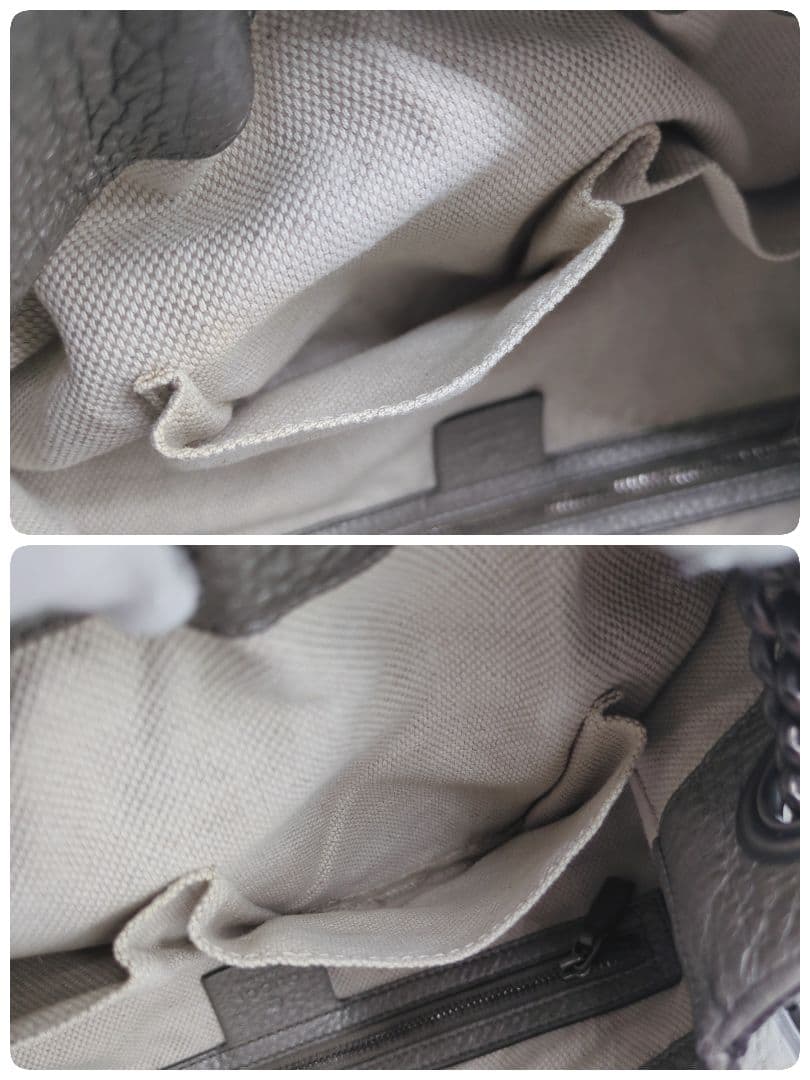 【人気モデル・美品】グッチ☆ソーホー チェーンショルダー レザー シルバー