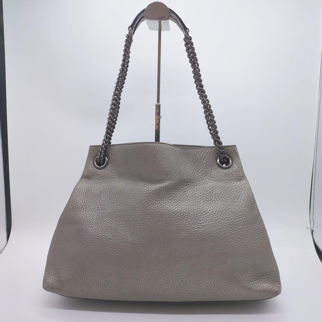 【人気モデル・美品】グッチ☆ソーホー チェーンショルダー レザー シルバー