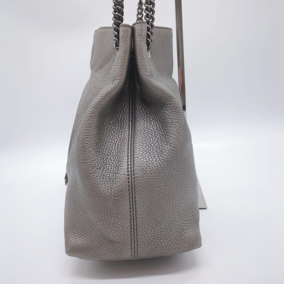 【人気モデル・美品】グッチ☆ソーホー チェーンショルダー レザー シルバー