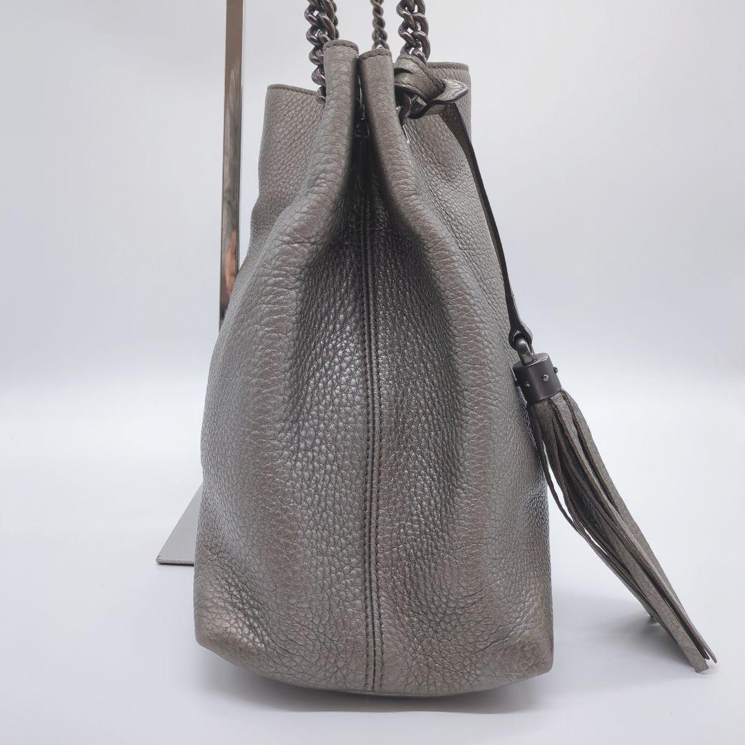 【人気モデル・美品】グッチ☆ソーホー チェーンショルダー レザー シルバー