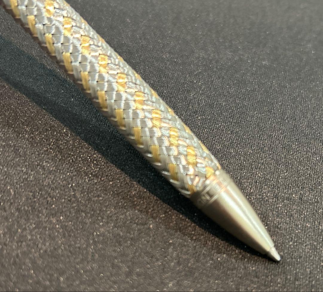 ポルシェデザイン 　編み込みボールペン ステンレス、k14ゴールド中古品