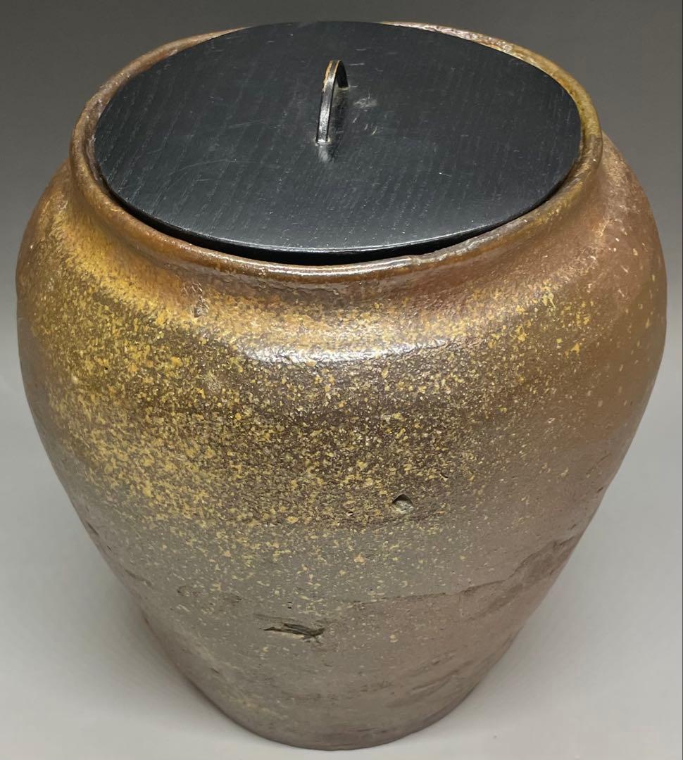 古常滑　水指　蓋付　茶道具　箱付　L309