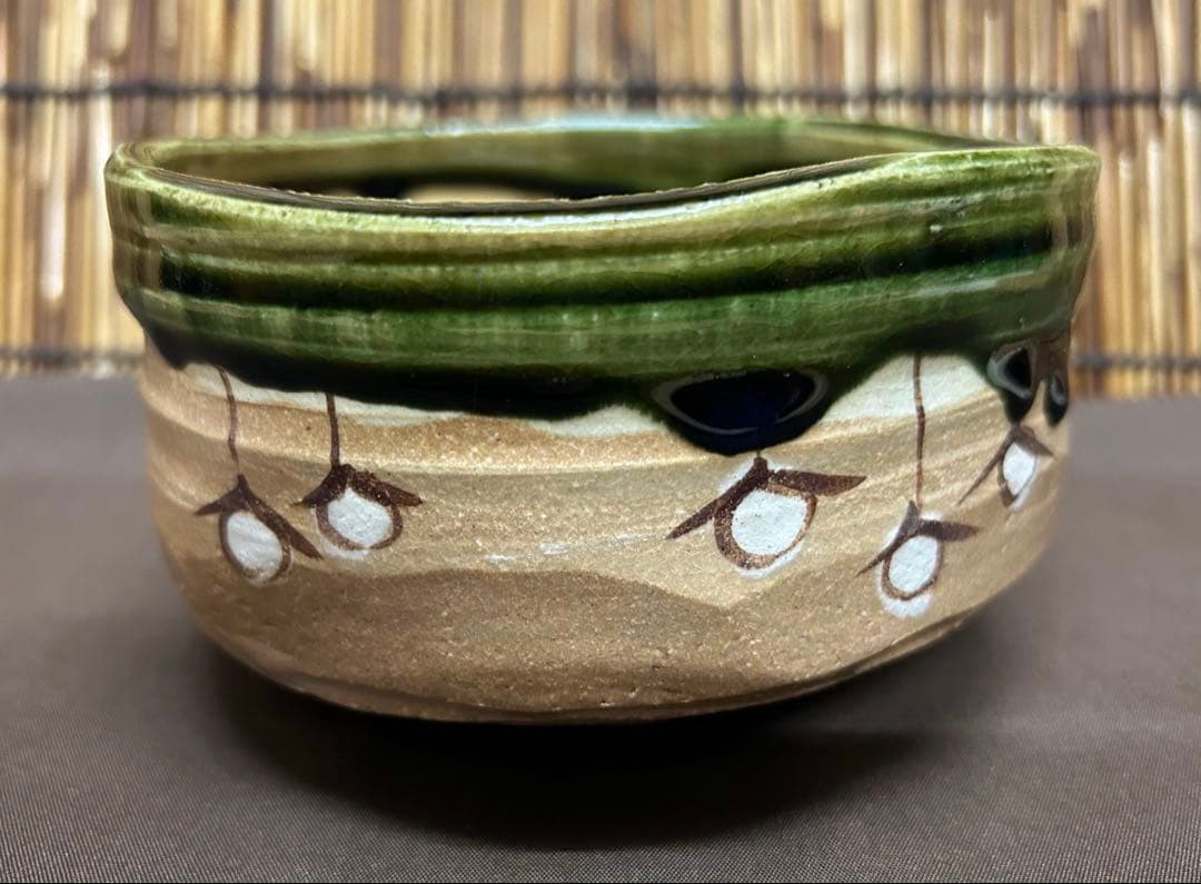 未使用/特価❕瀬戸焼/加藤廉平作/織部/抹茶碗/１点　　茶道具/抹茶茶碗