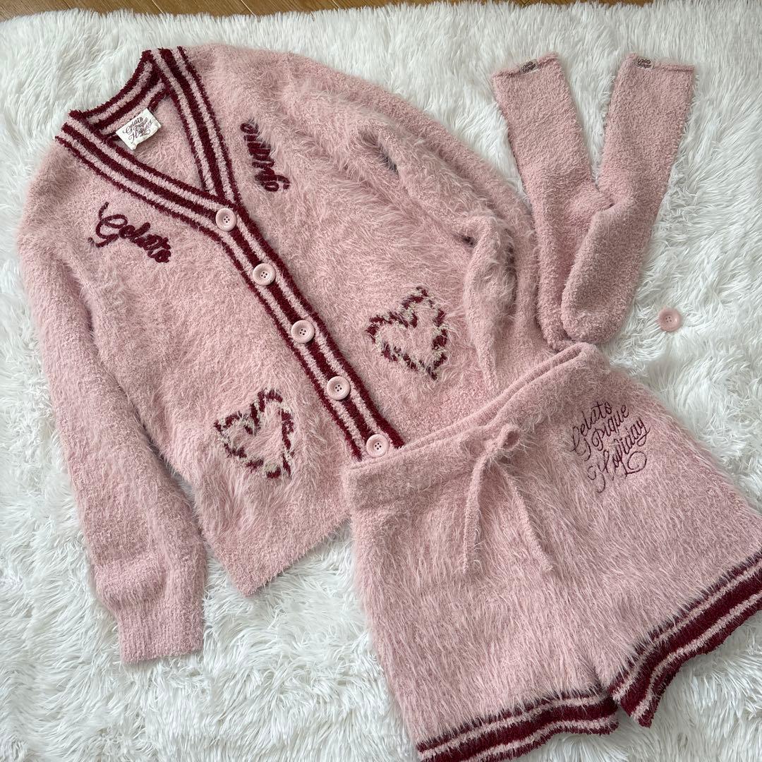 極美品　ジェラートピケ　ジェラピケ　カーディガン　パンツ　ソックス　3点