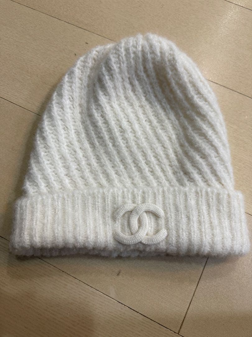 CHANEL ニット帽 ホワイト