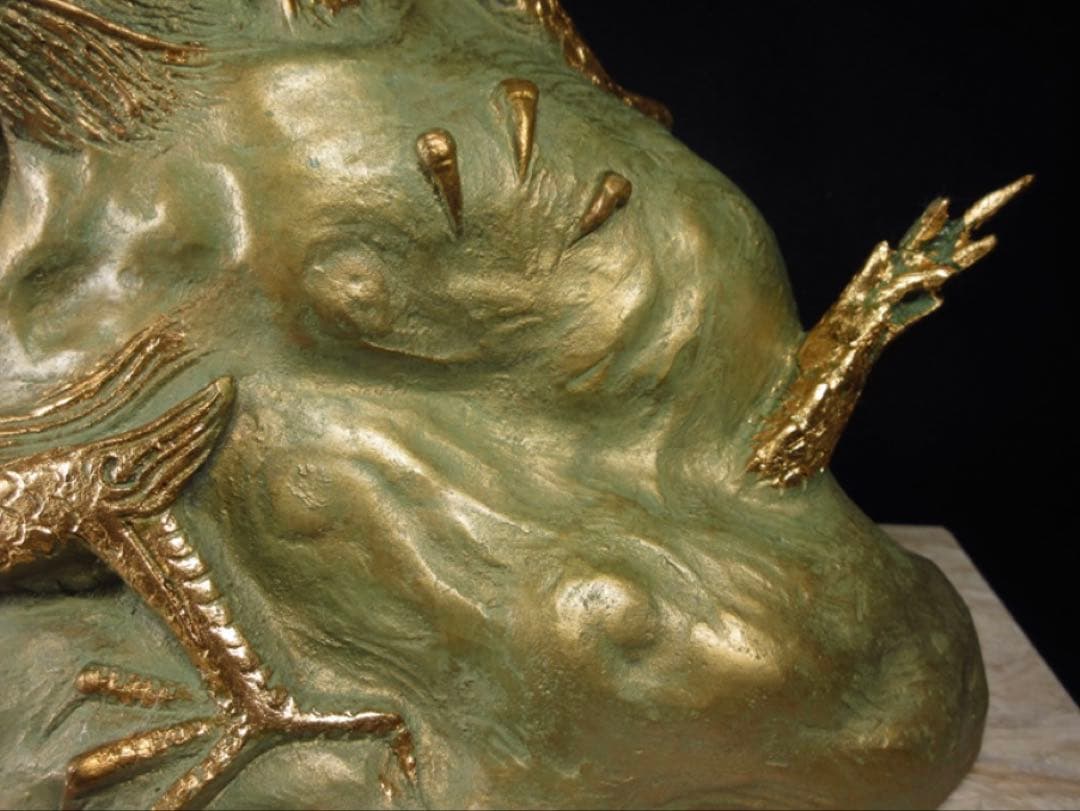 文化勲章受章彫刻家「富永直樹」造 銘「金龍登天」龍 ブロンズ像