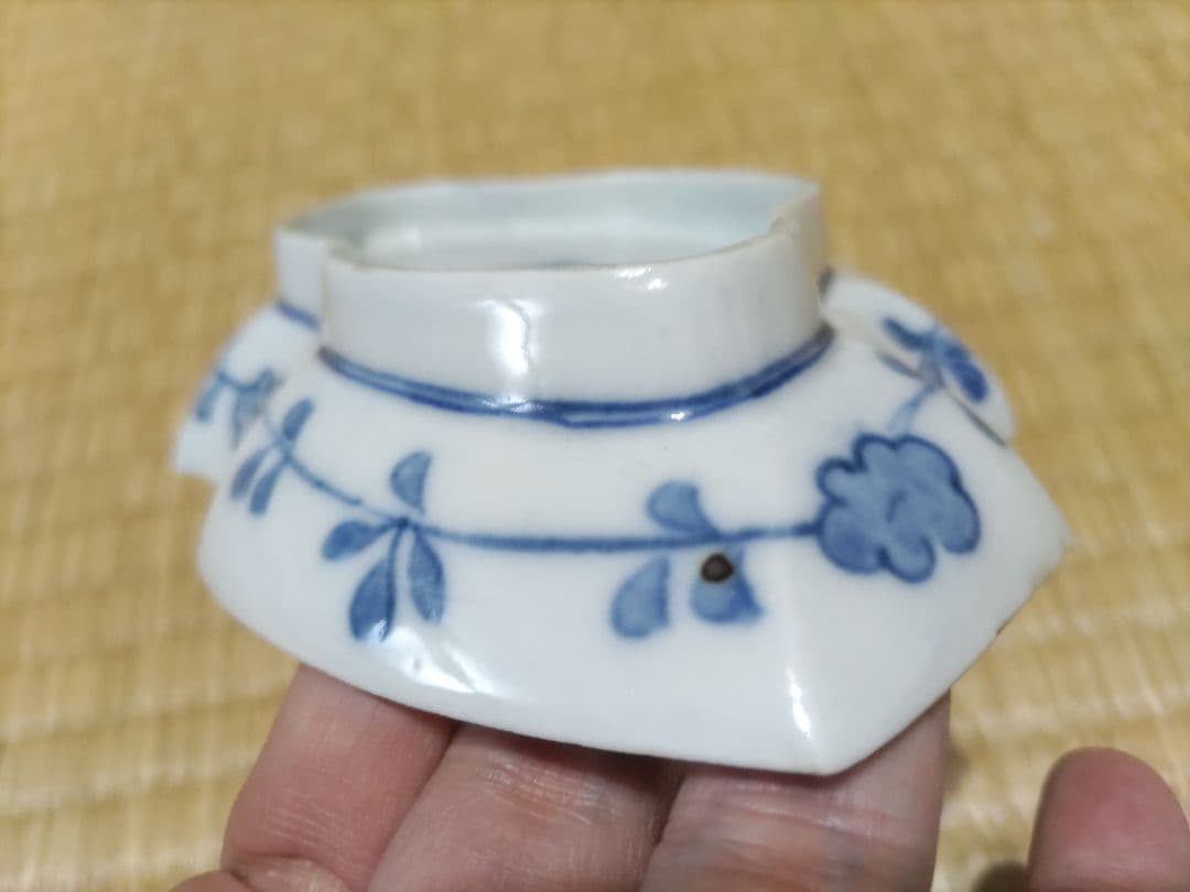 古伊万里 染付 鹿紅葉文 変形皿 江戸前期