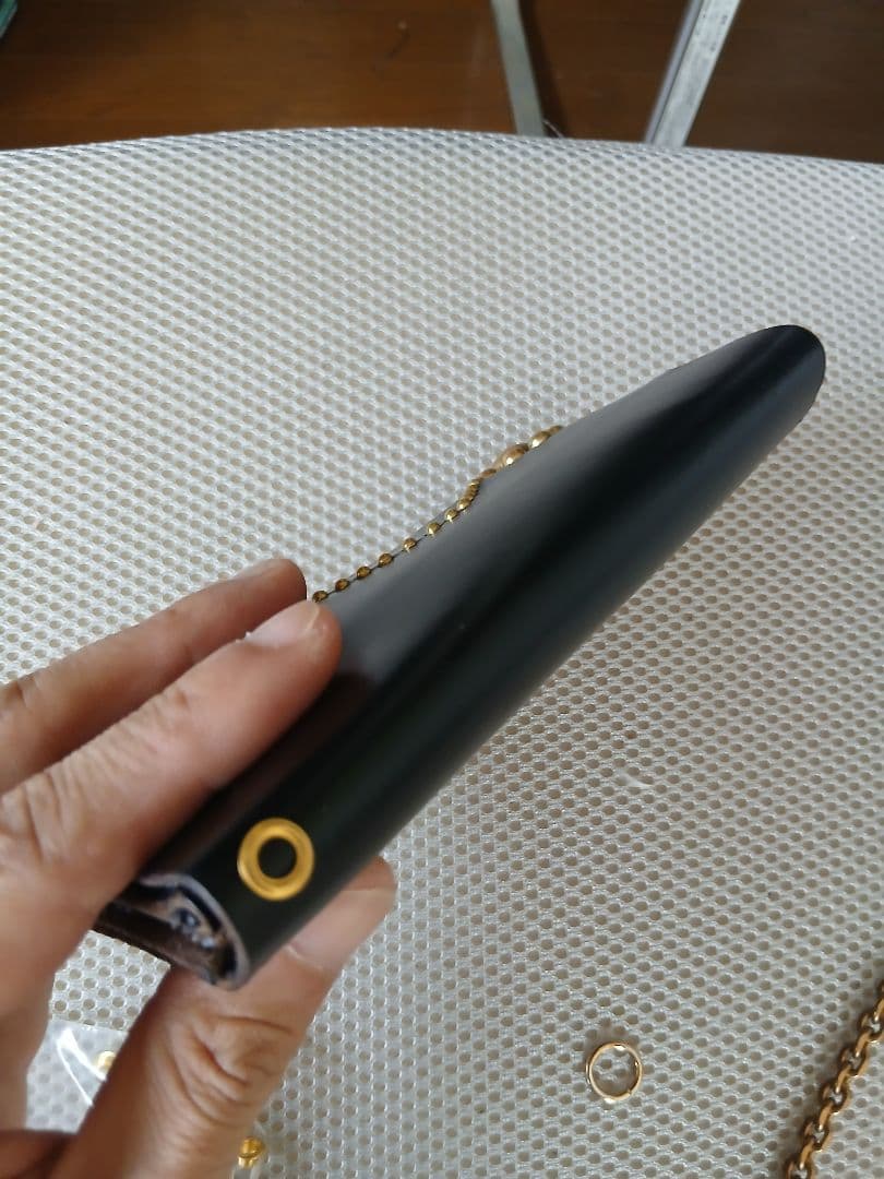 Hoween クロムエクセルレザー 茶芯トラッカーウォレット 真鍮スタッズ