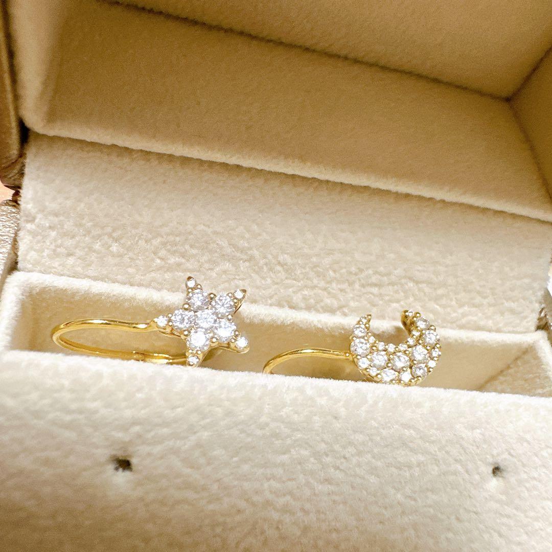 Ponte Vecchio ポンテヴェキオ K18 ダイヤ ピアス 月 星