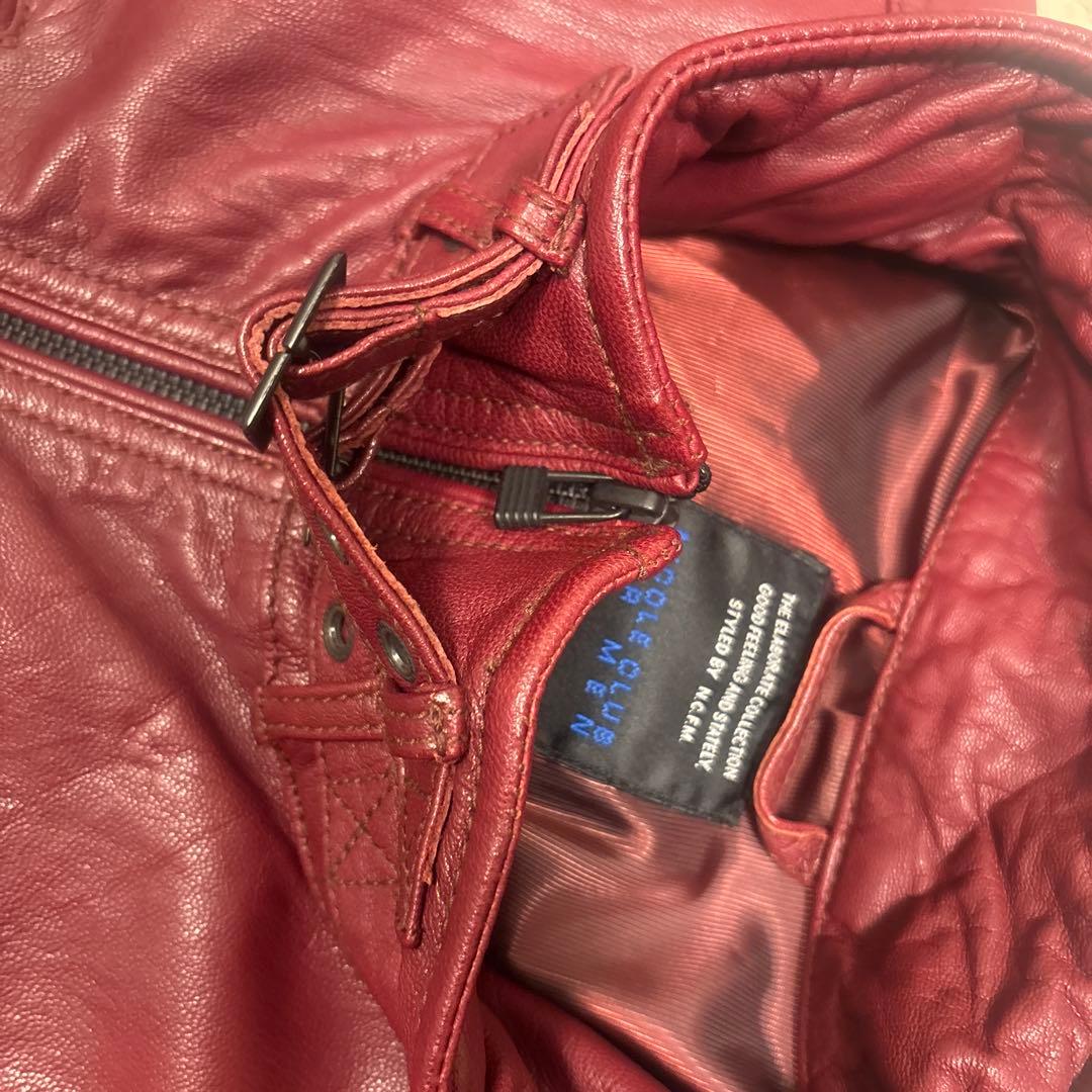00s NICOLE CLUB FOR MEN シングルライダースジャケット　赤