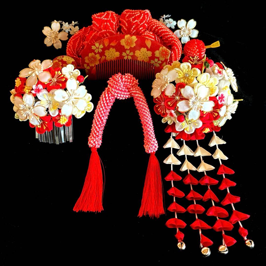 専用です。 日本髪 髪飾り 七五三(7歳) (紅白・桜)
