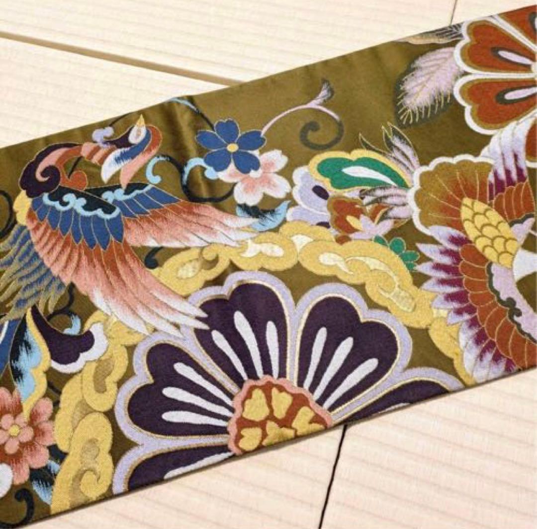あーさん 白陵苑大庭風 大胆な織柄 鳳凰 花 袋帯