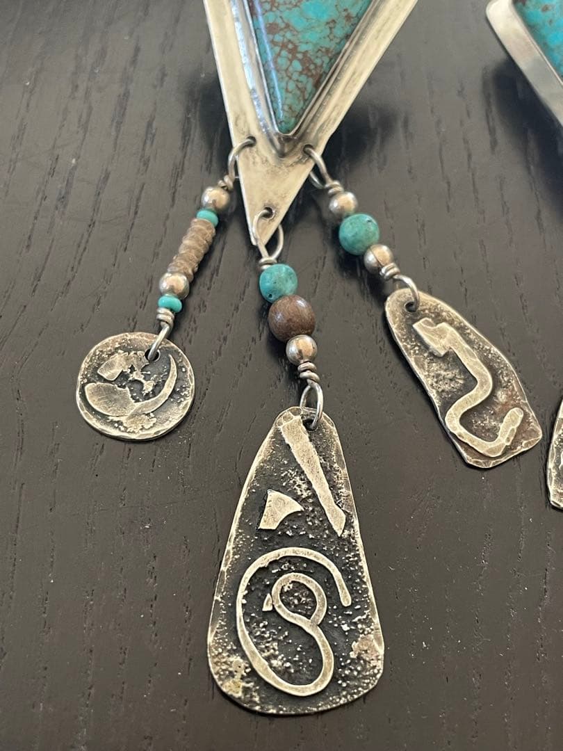 ヴィンテージ ターコイズ ピアス Silver925 アーティストサイン入り