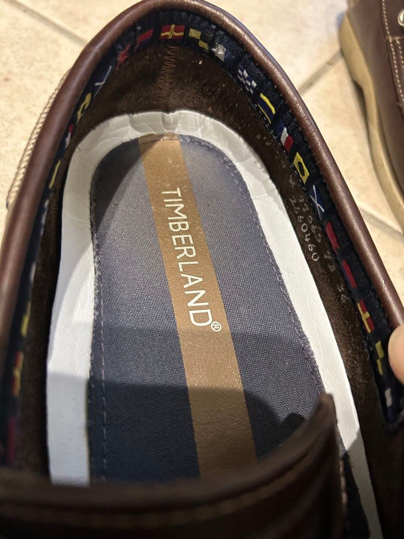 ティンバーランド　ダークブラウン レザー デッキシューズ TBL73