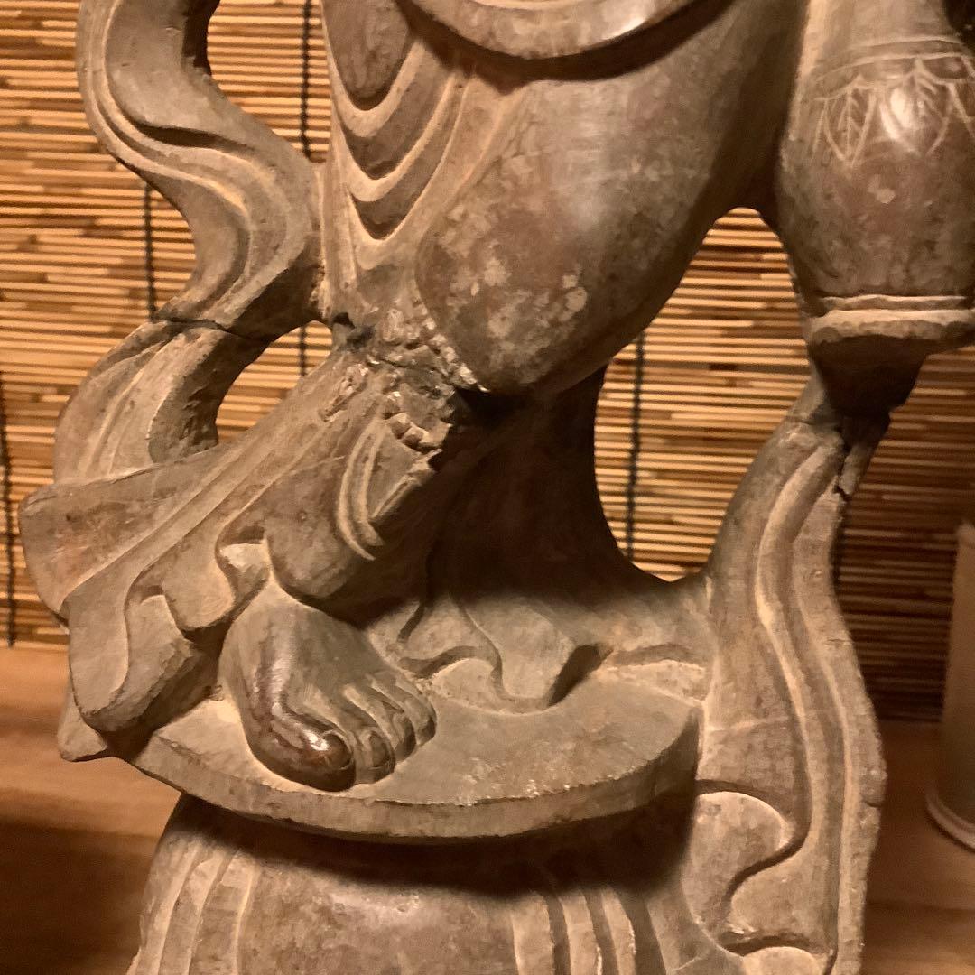 中国・初唐代石仏「水瓶観世音菩薩立像」初唐様式・大乗仏教寺院放出・極上大型