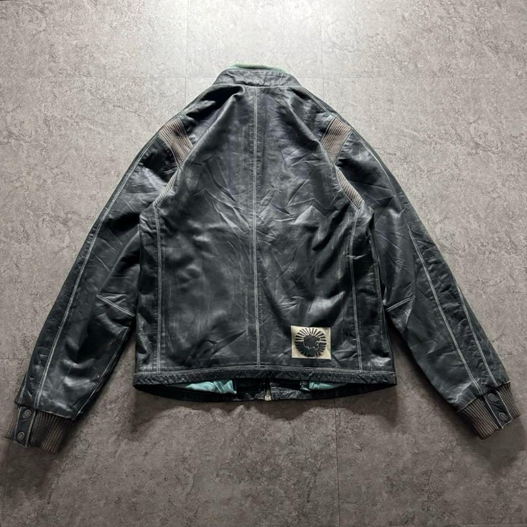 00s PUMA M レザージャケット　フェード　vintage加工　牛革　短丈