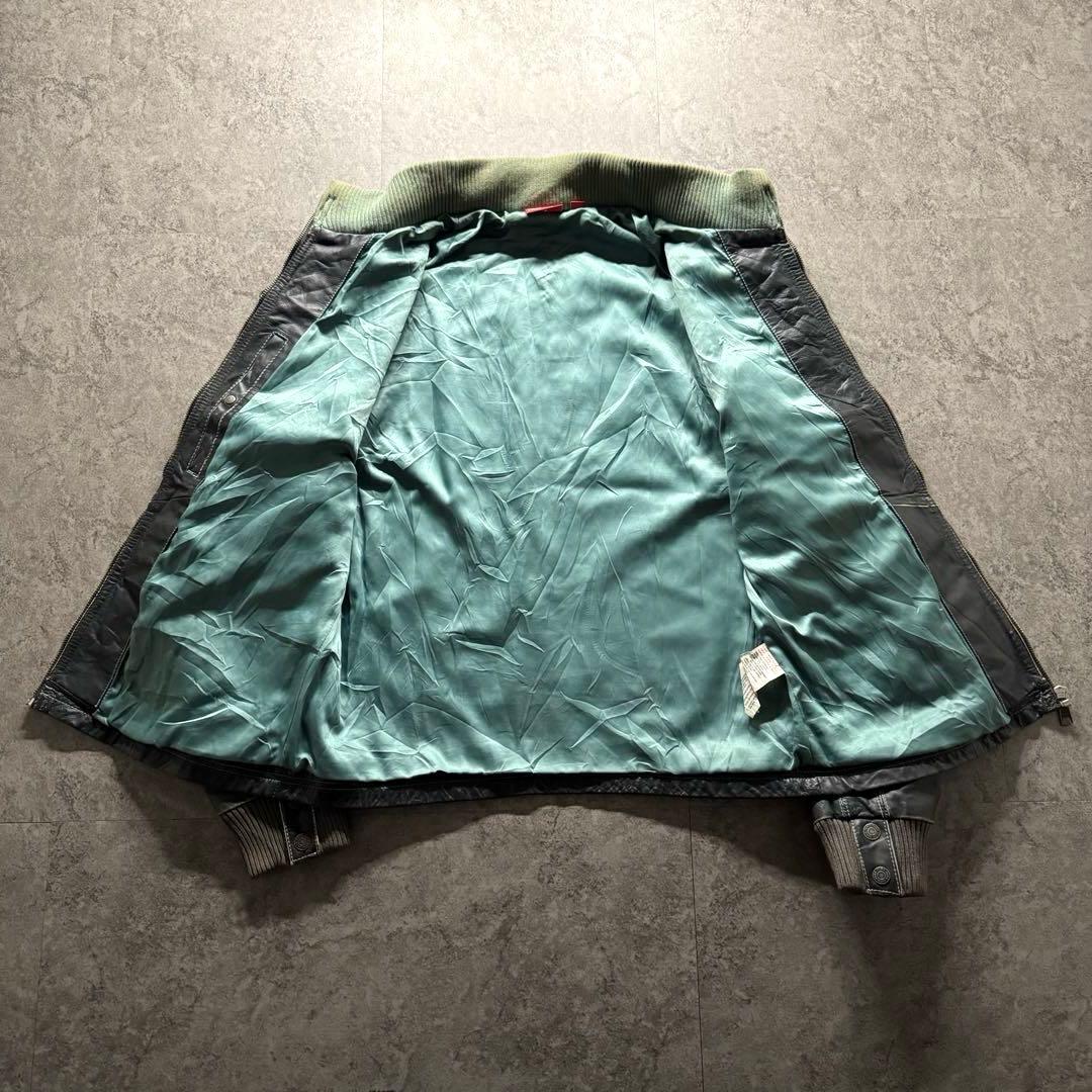 00s PUMA M レザージャケット　フェード　vintage加工　牛革　短丈