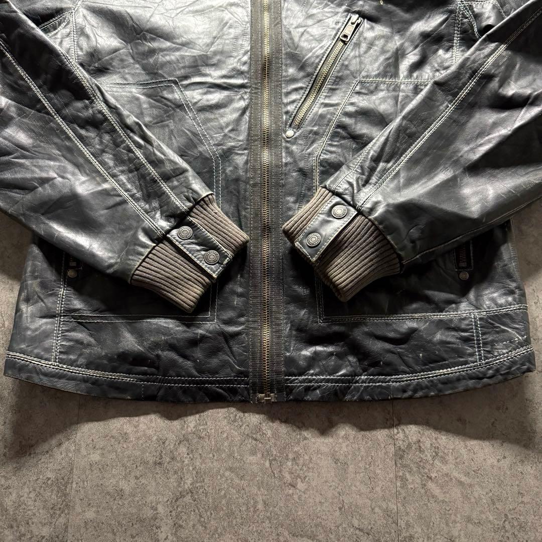 00s PUMA M レザージャケット　フェード　vintage加工　牛革　短丈