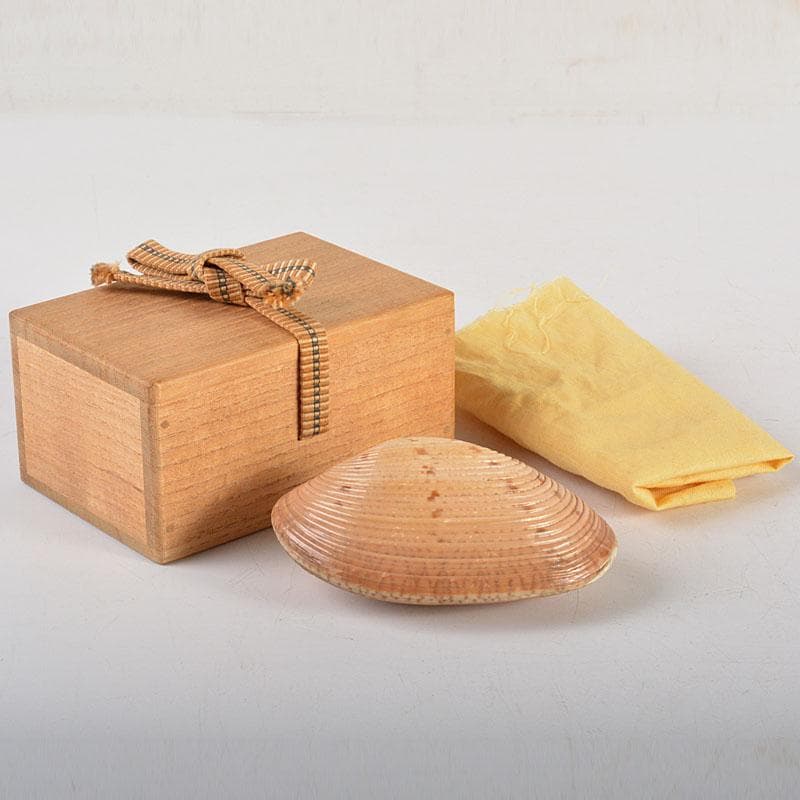 茶道具　正孝作　御所車絵　貝合わせ香合　堀内宗完(兼中斎)極め箱　C　6739