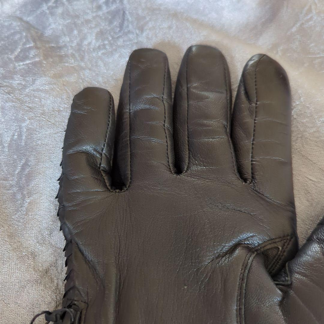 5351POURLESHOMMS SCHORL黒レザー 手袋 パイソン＆シープ