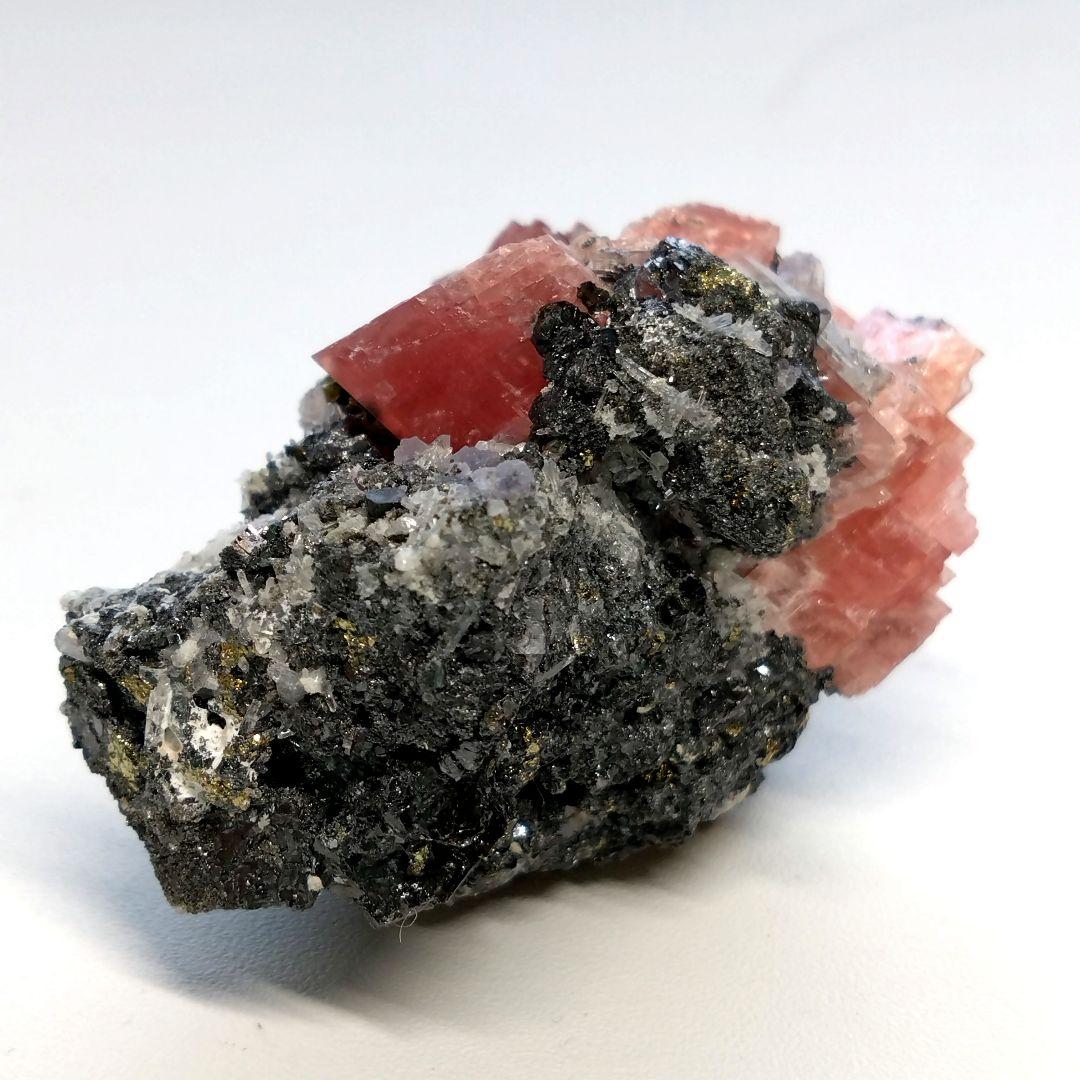 ロードクロサイト(インカローズ)　蛍石　水晶　パイライト　鉱物　標本　USA産