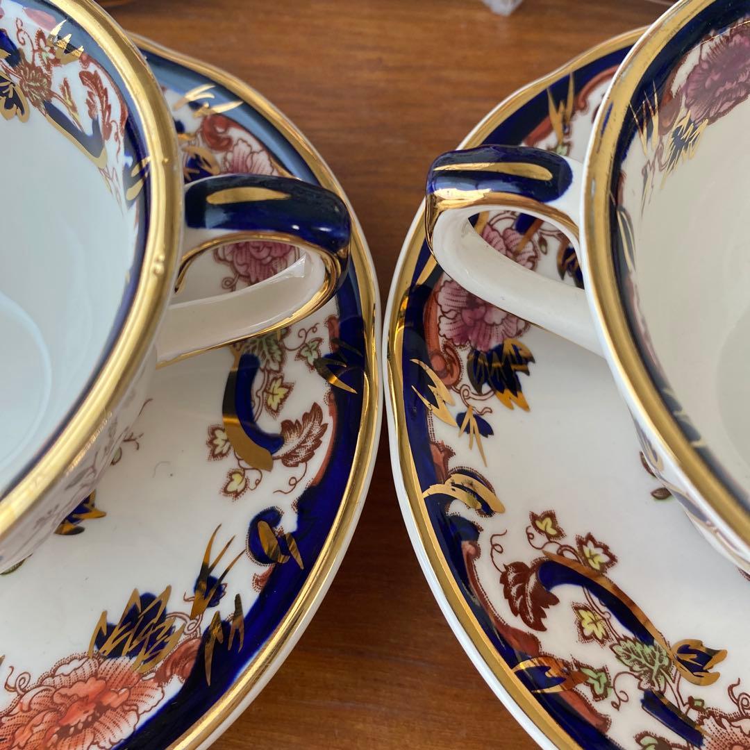 メイソンズ　ブルー　マンダレイ　ピオニー　カップ　ソーサー　プレート　2客セット