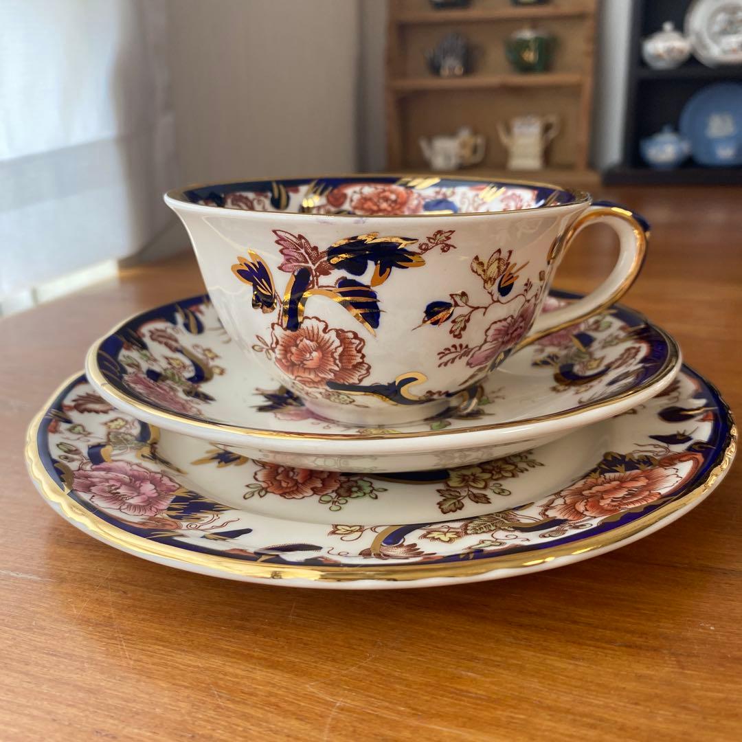 メイソンズ　ブルー　マンダレイ　ピオニー　カップ　ソーサー　プレート　2客セット