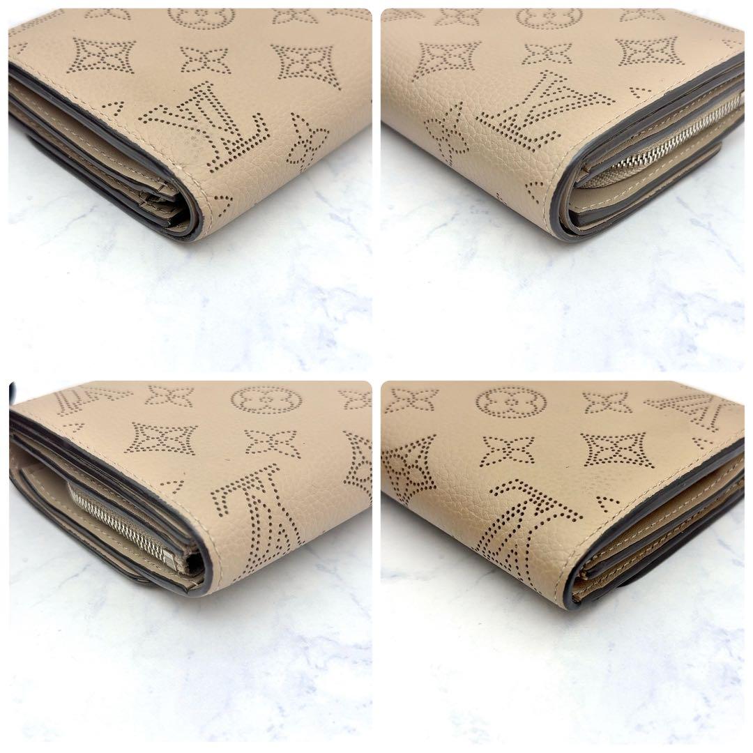 【最高級美品】ルイヴィトン イリスコンパクト マヒナ 二つ折り財布 ベージュ