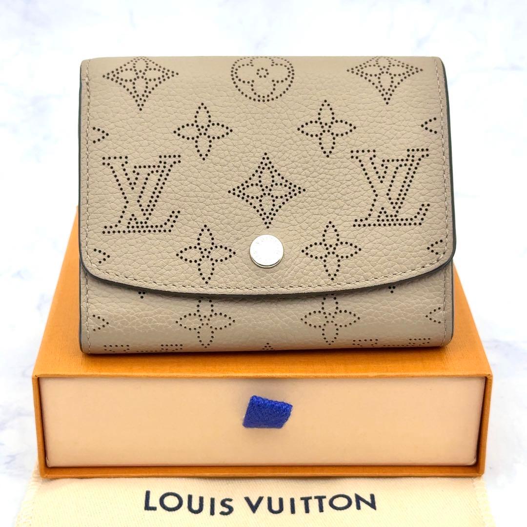 【最高級美品】ルイヴィトン イリスコンパクト マヒナ 二つ折り財布 ベージュ