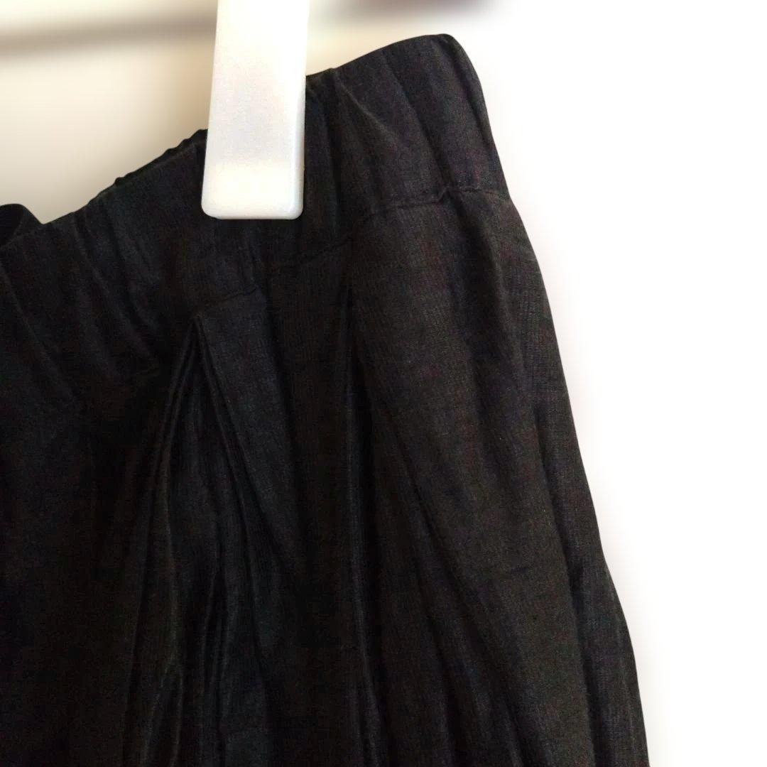 CASEY CASEY リネンブラック ギャザースカート★補修あり