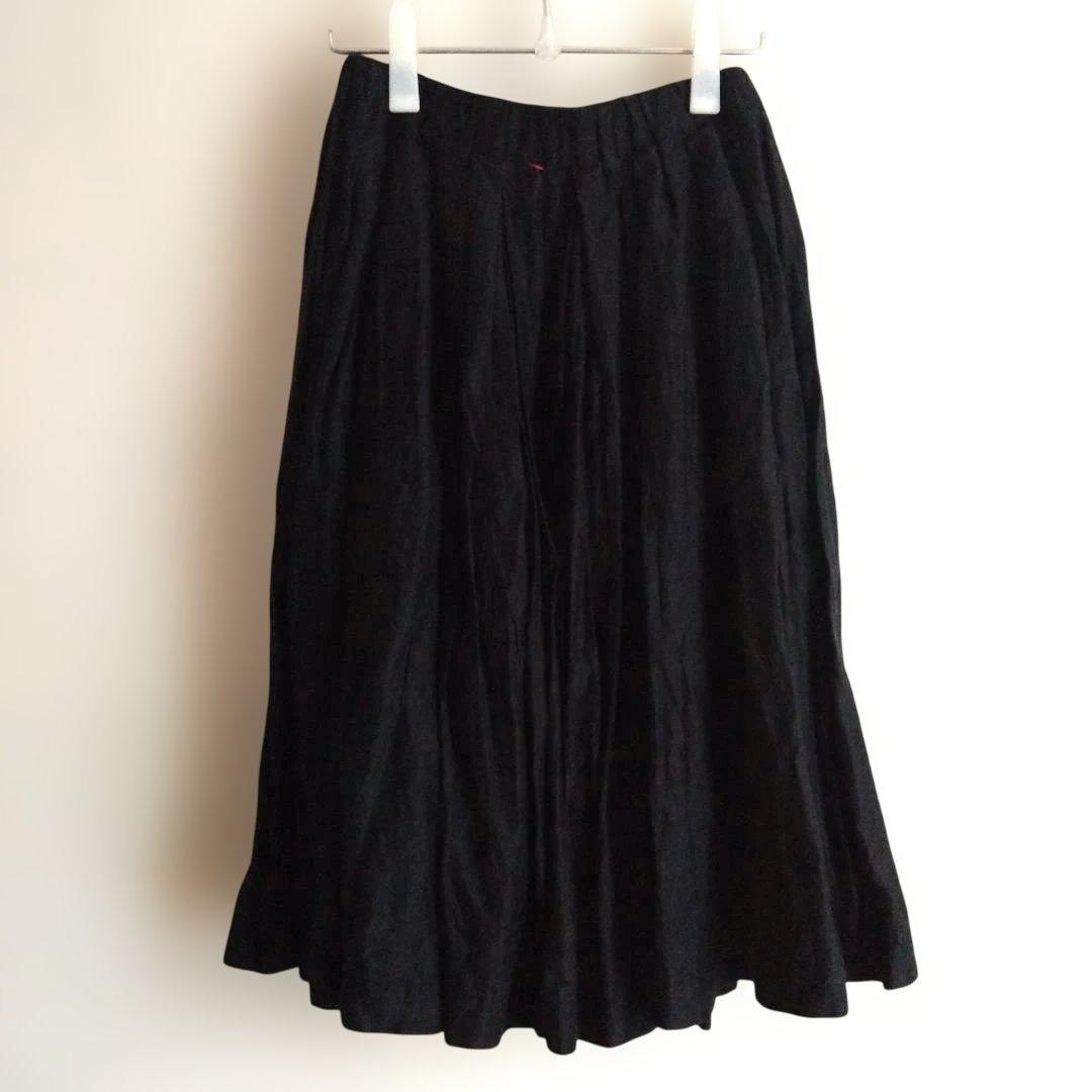 CASEY CASEY リネンブラック ギャザースカート★補修あり